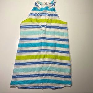 Vineyard Vines Blue Green  100% Cotton Knit Sleeveless Lightweight Dress Size S